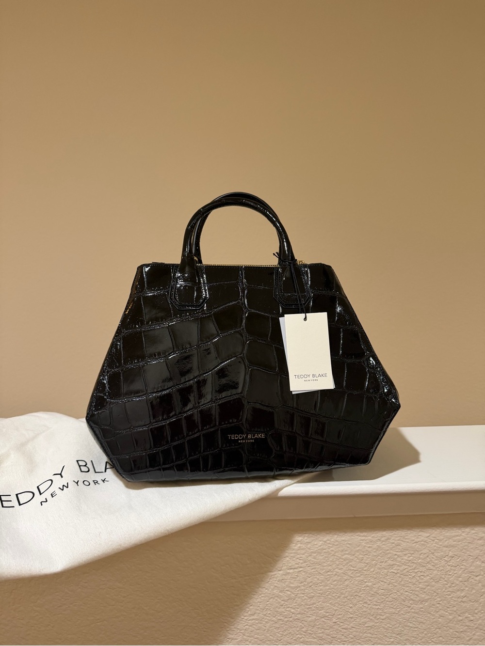 Teddy Blake Vera Croco 14” Bag Black/Red Made in Italy